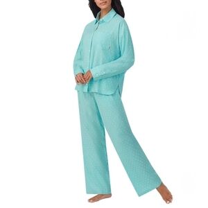DKNY Pajama Set 2 Piece Blue White Womens Size Small Geometric PJ Set Loungewear